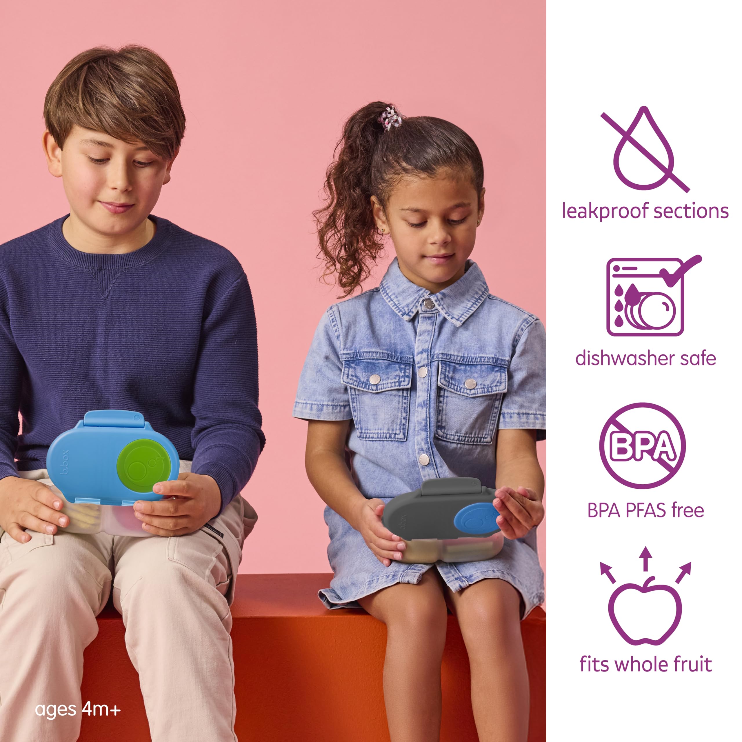 b.box snack box ouverte révélant deux compartiments étanches pratiques