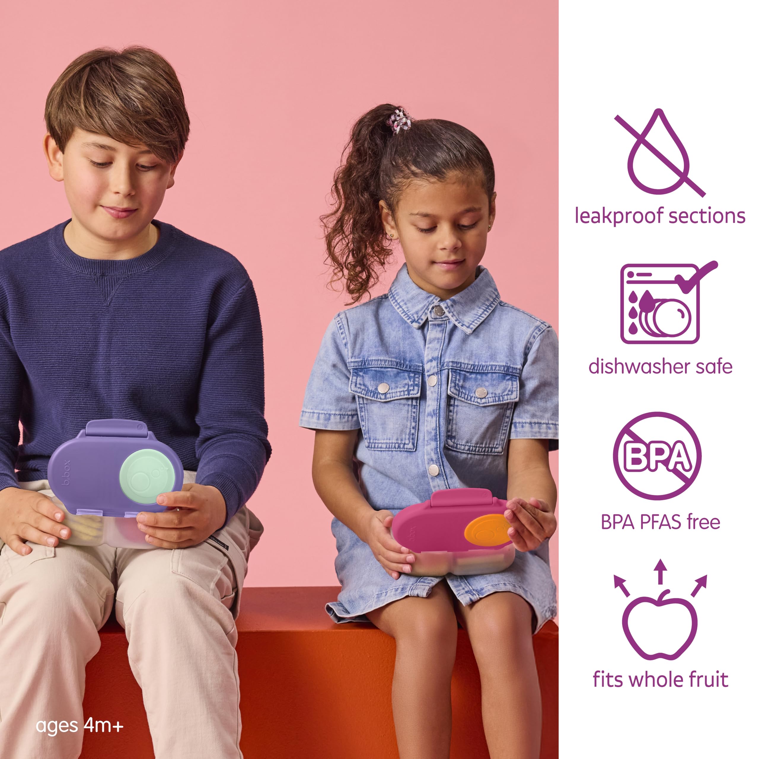 b.box boîte snack ouverte révélant deux compartiments pratiques pour collations