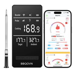 BBQOVN vue face avant de la base numérique affichant températures, facilite le suivi sans téléphone