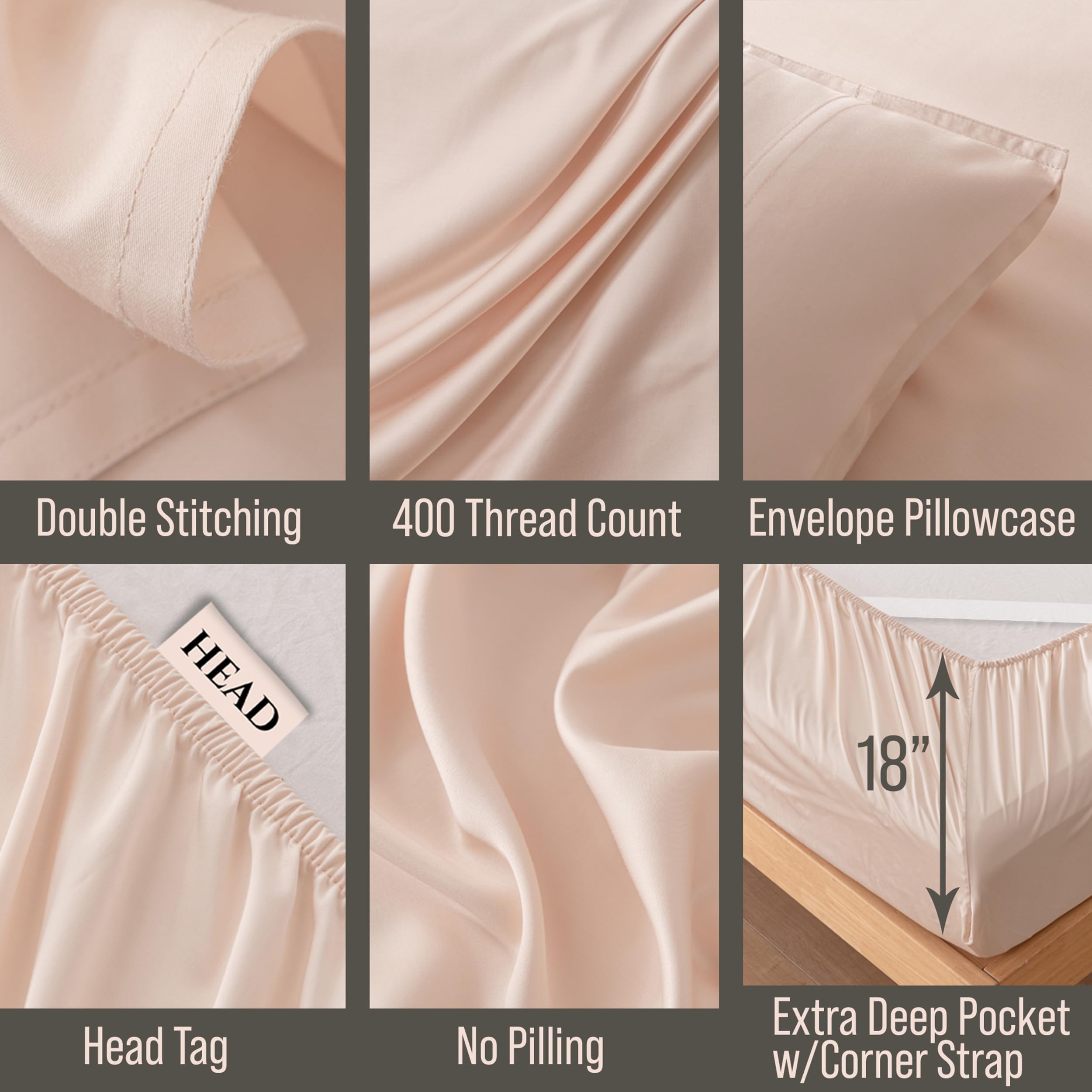 BC BELLA COTERIE drap-housse 18 pouces illustrant l'ajustement pour matelas épais