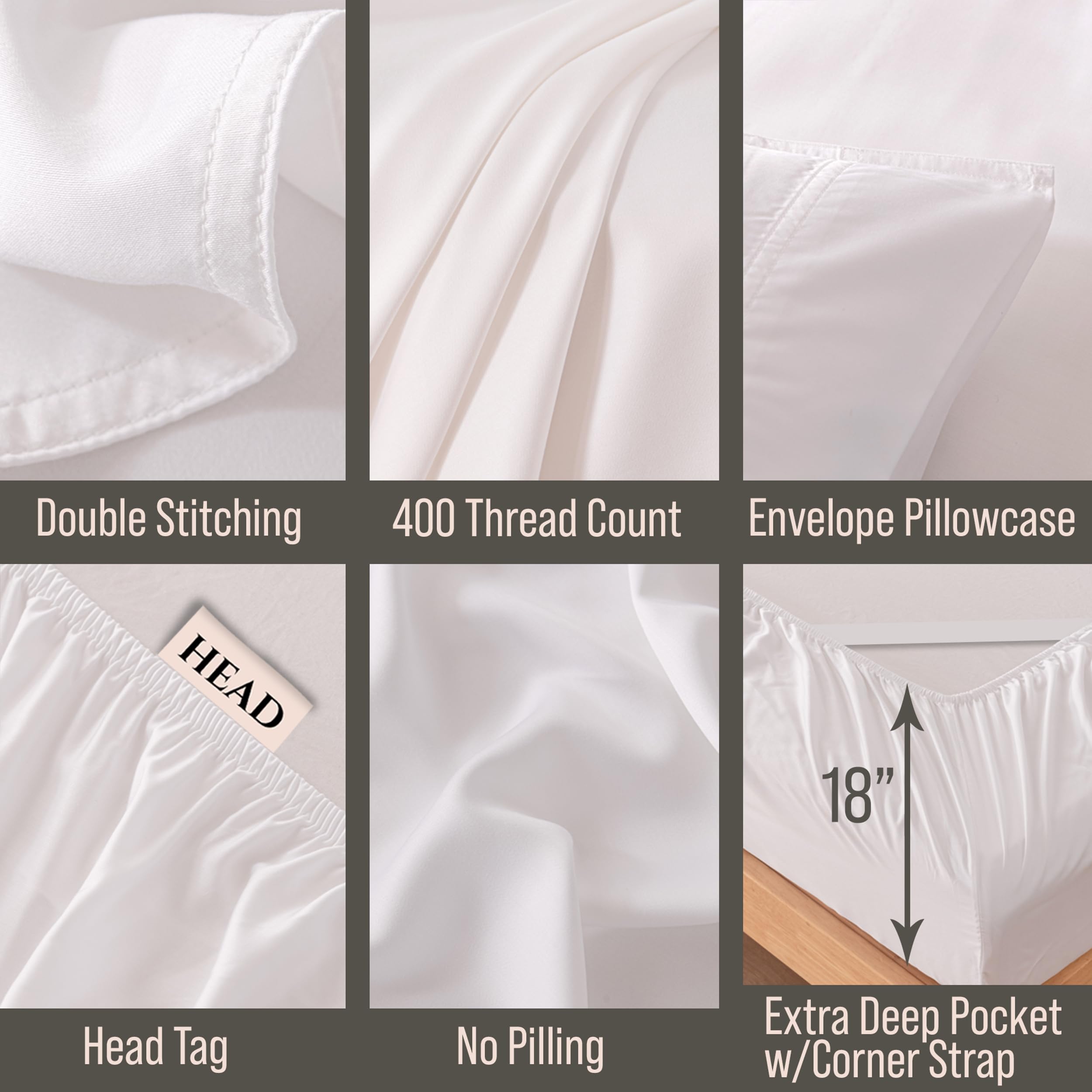BC BELLA COTERIE drap-housse avec poche 18 pouces, maintien sûr sur matelas épais