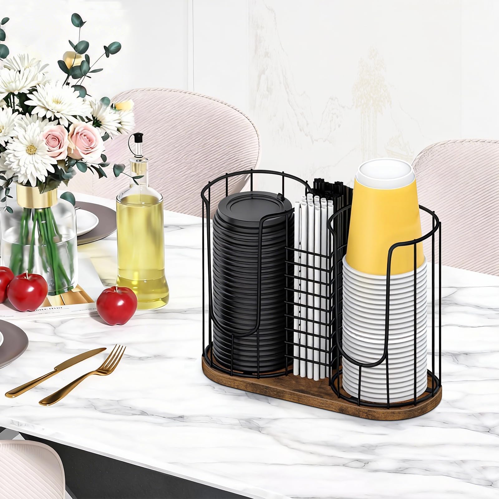 BCOZLUX compartiments garnis de couvercles et pailles pour organisation pratique