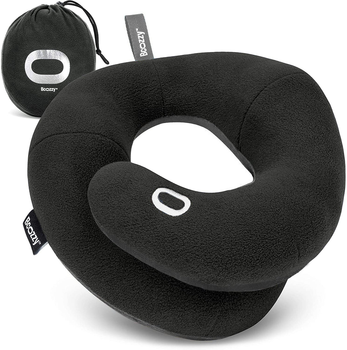 bcozzy vue avant du coussin noir montrant maintien confortable