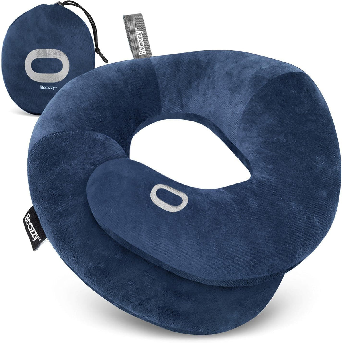 BCOZZY vue avant du packaging navy, transport facile