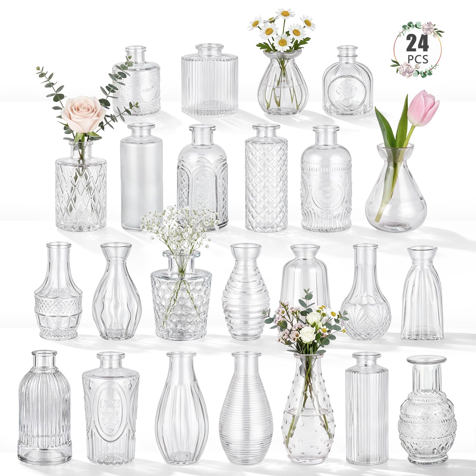 BEAHOT vue avant des 24 vases pour centres de table élégant