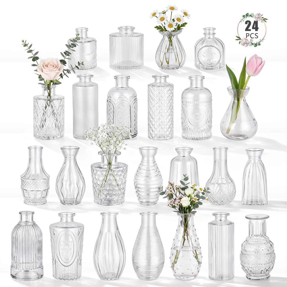 BEAHOT vue avant des 24 vases pour centres de table élégant