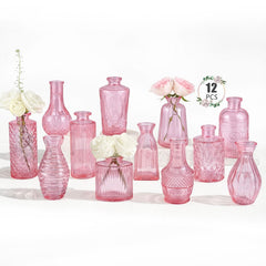 BEAHOT ensemble 12 vases roses en verre, joli centre de table