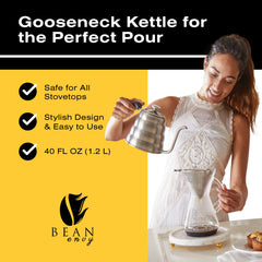 Bean Envy gros plan sur le bec col de cygne pour un versement contrôlé