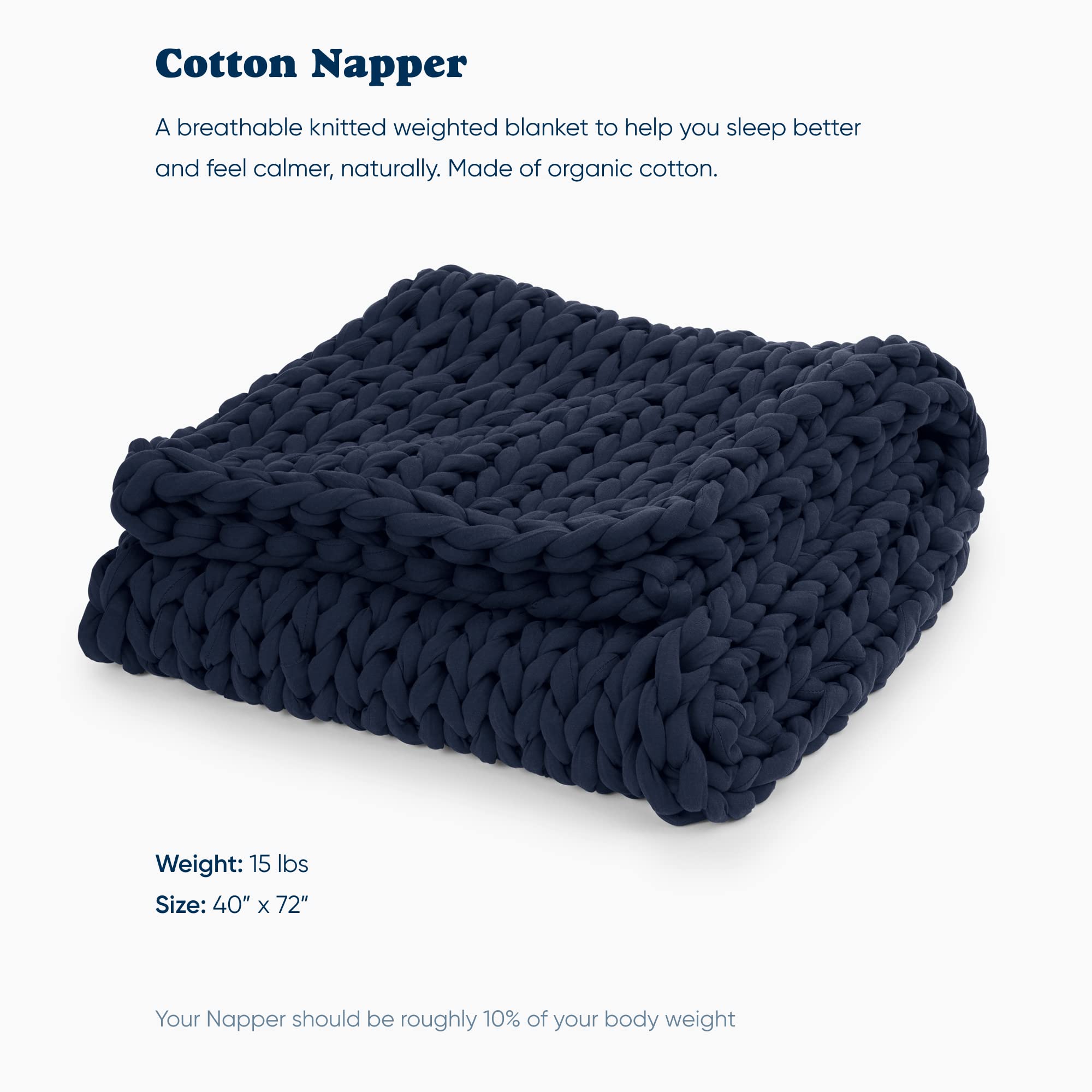 Bearaby Napper gros plan tricot coton illustrant texture respirante et durable