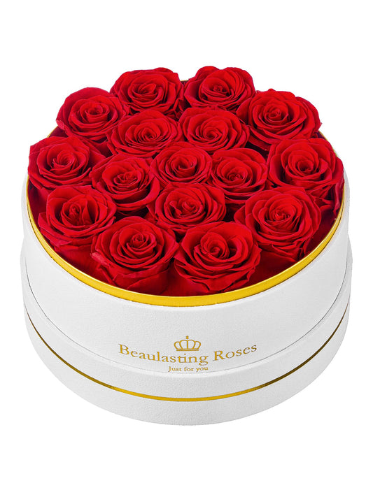 Beaulasting Roses boîte ouverte montrant 16 roses rouges, cadeau sophistiqué