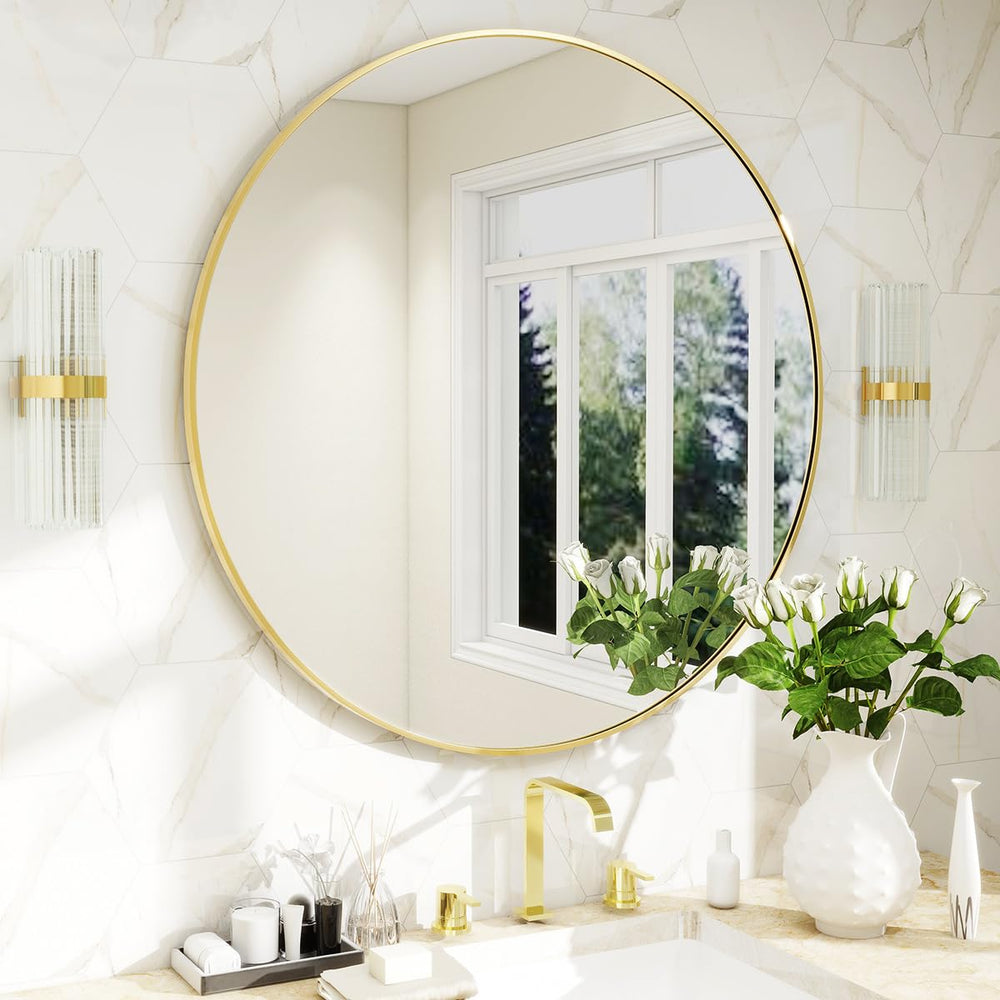 BEAUTYPEAK miroir rond face affichant design élégant et agrandissement visuel