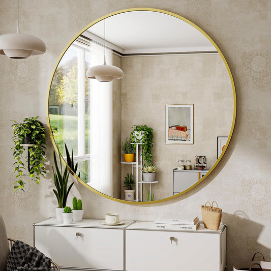BEAUTYPEAK miroir rond face montre l'élégance et agrandit la pièce