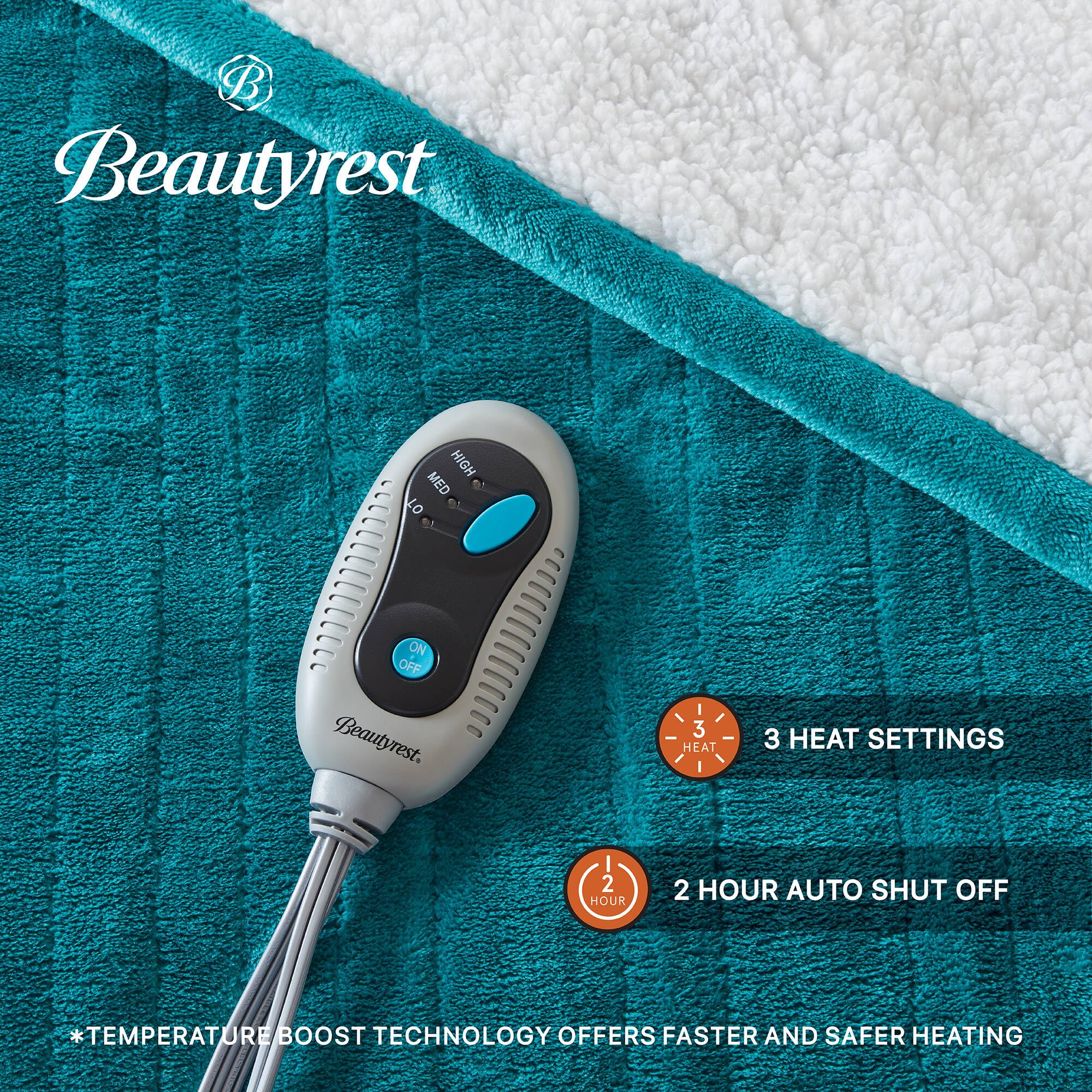 Beautyrest contrôleur gros plan montrant réglages et sécurité pratique