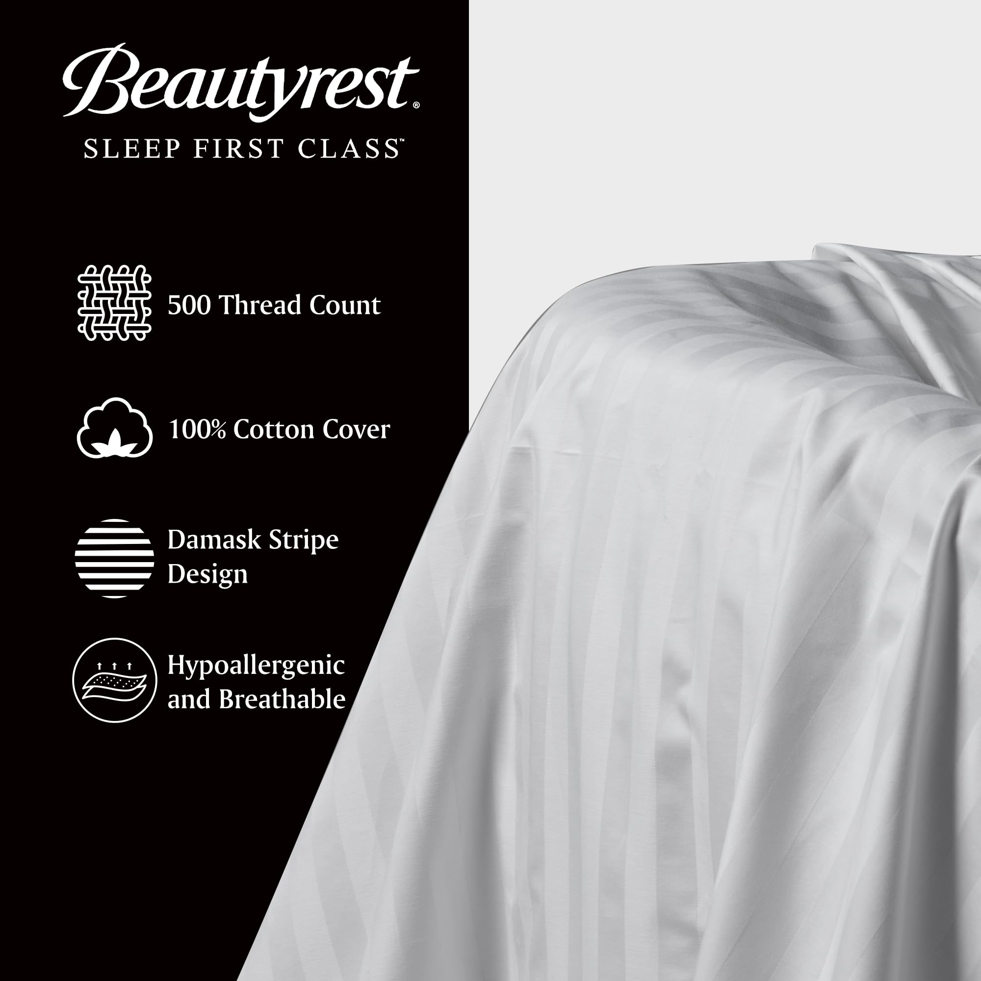 Beautyrest détail du garnissage plume et duvet garantissant confort moelleux