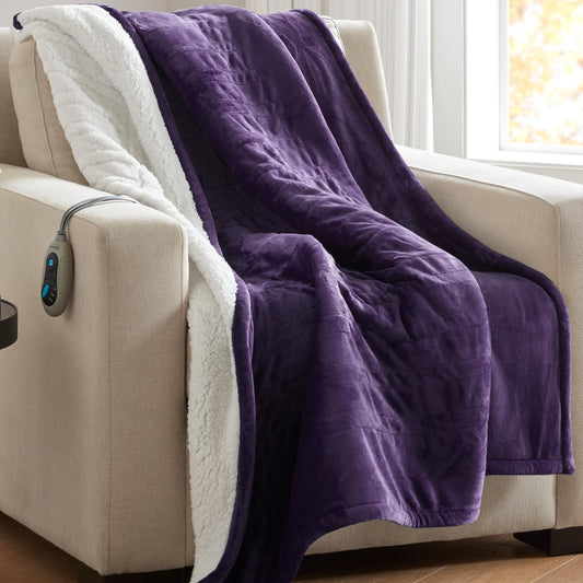 Beautyrest vue avant du plaid violet montrant l'aspect douillet et couverture ciblée