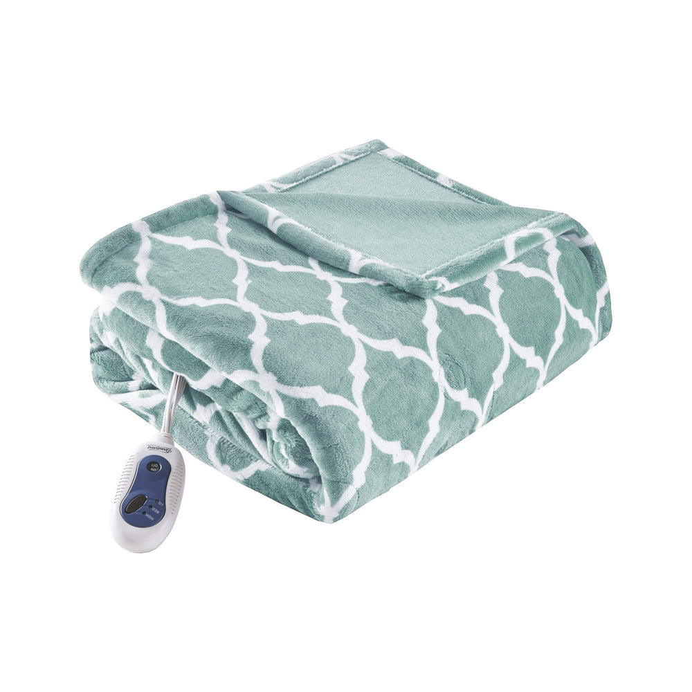 Beautyrest face avant du plaid chauffant affichant la couleur aqua et confort