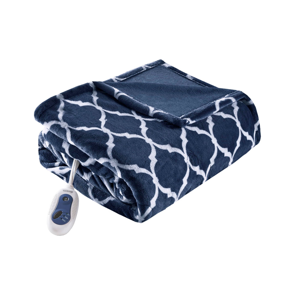 Beautyrest plaid indigo face avant montrant chaleur et confort