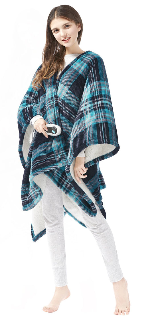 Beautyrest vue avant du plaid poncho montrant coupe confortable et chaleur