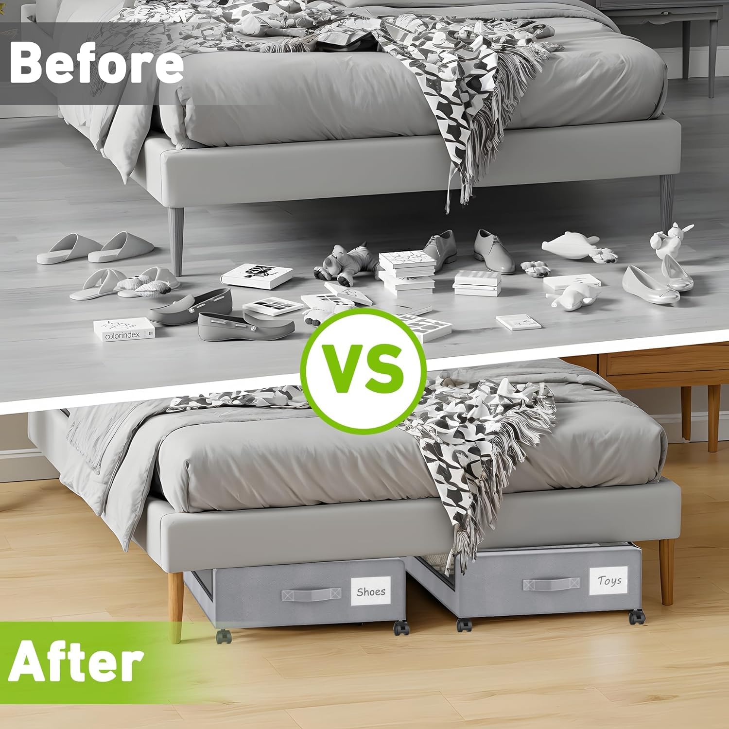 Beborxue rangement sous lit en chambre optimisant l'espace
