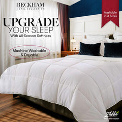 Beckham Luxury Linens gros plan garnissage synthétique illustrant légèreté et isolation