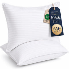 Beckham Hotel Collection face avant du pack montrant lot de deux oreillers et confort hôtelier