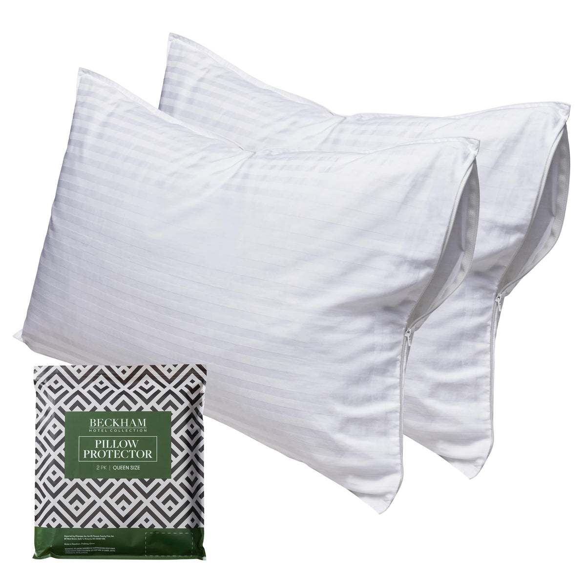 Beckham Hotel Collection vue frontale du lot protège-oreillers blanc, protection durable