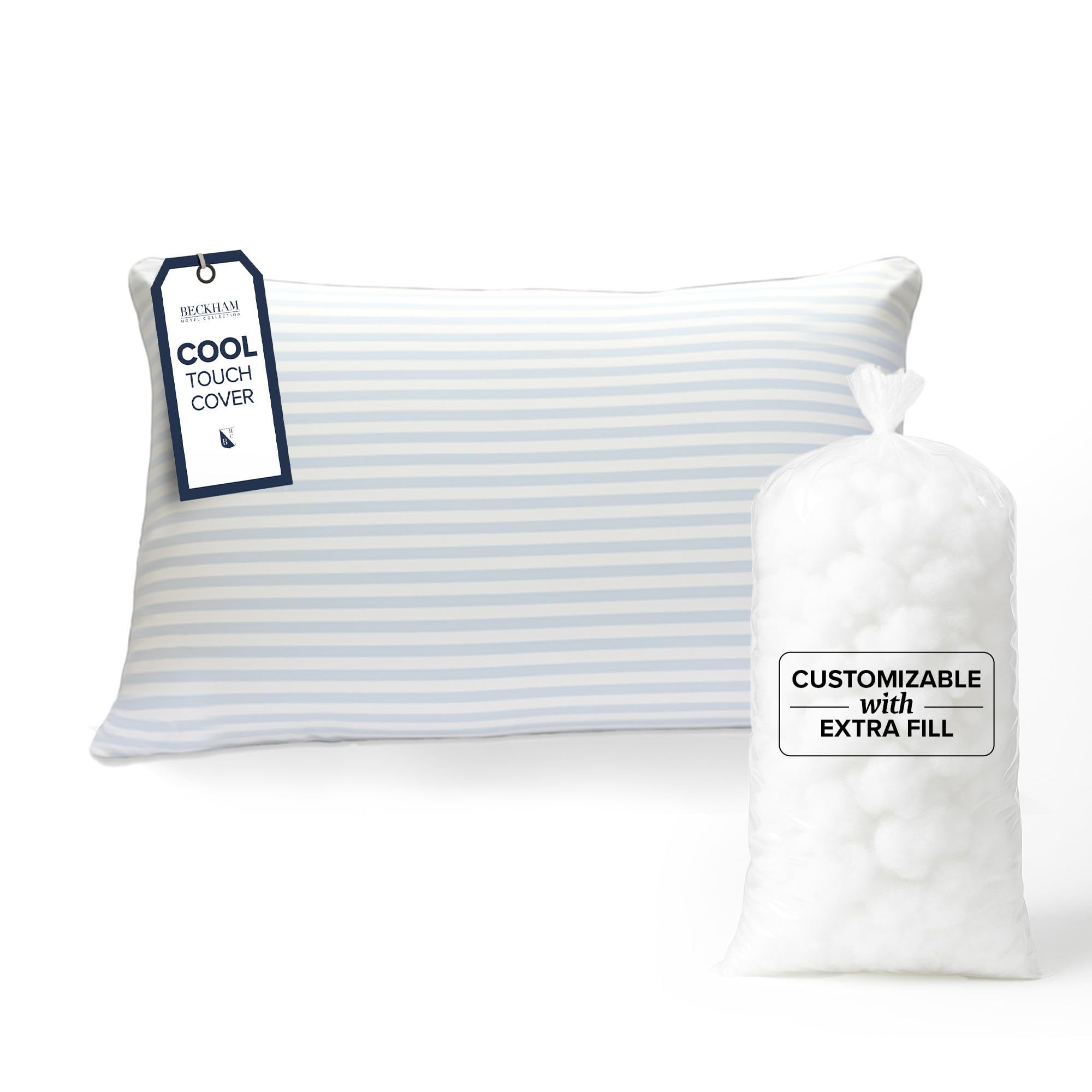 Beckham Hotel Collection oreiller devant emballage montrant design et taille king