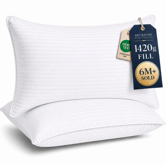 Beckham Hotel Collection oreiller king face avant montrant finition propre et confort