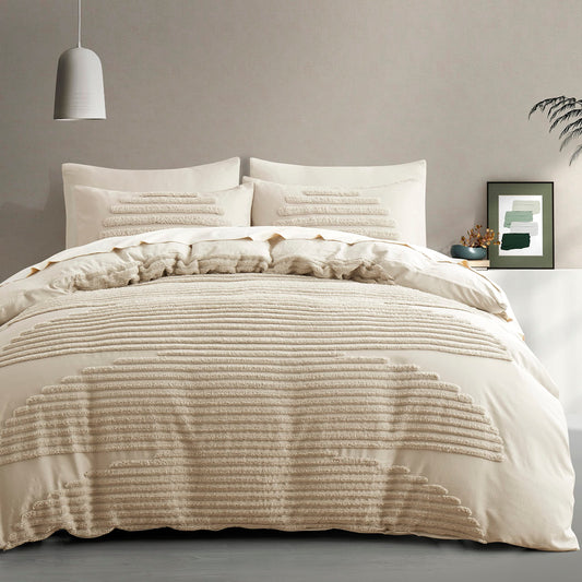 BEDAZZLED housse de couette beige vue de face montrant le style bohème et finition élégante