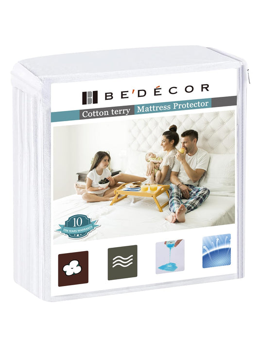 Bedecor protège-matelas King face avant montrant ajustement soigné et confort