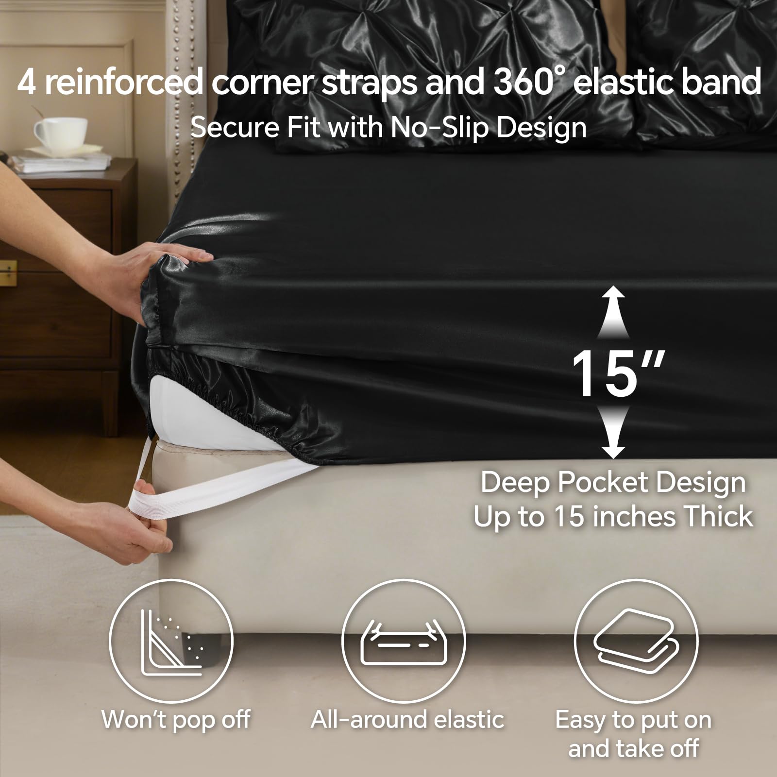 BEDELITE drap-housse montrant profondeur et ajustement sur matelas