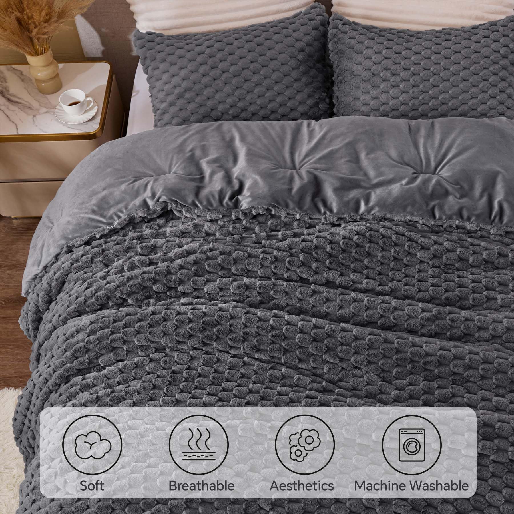 BEDELITE couette en situation sur lit, ambiance cosy et élégante