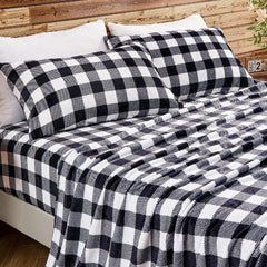BEDELITE drap plat à carreaux noir et blanc, chaleur uniforme et esthétique