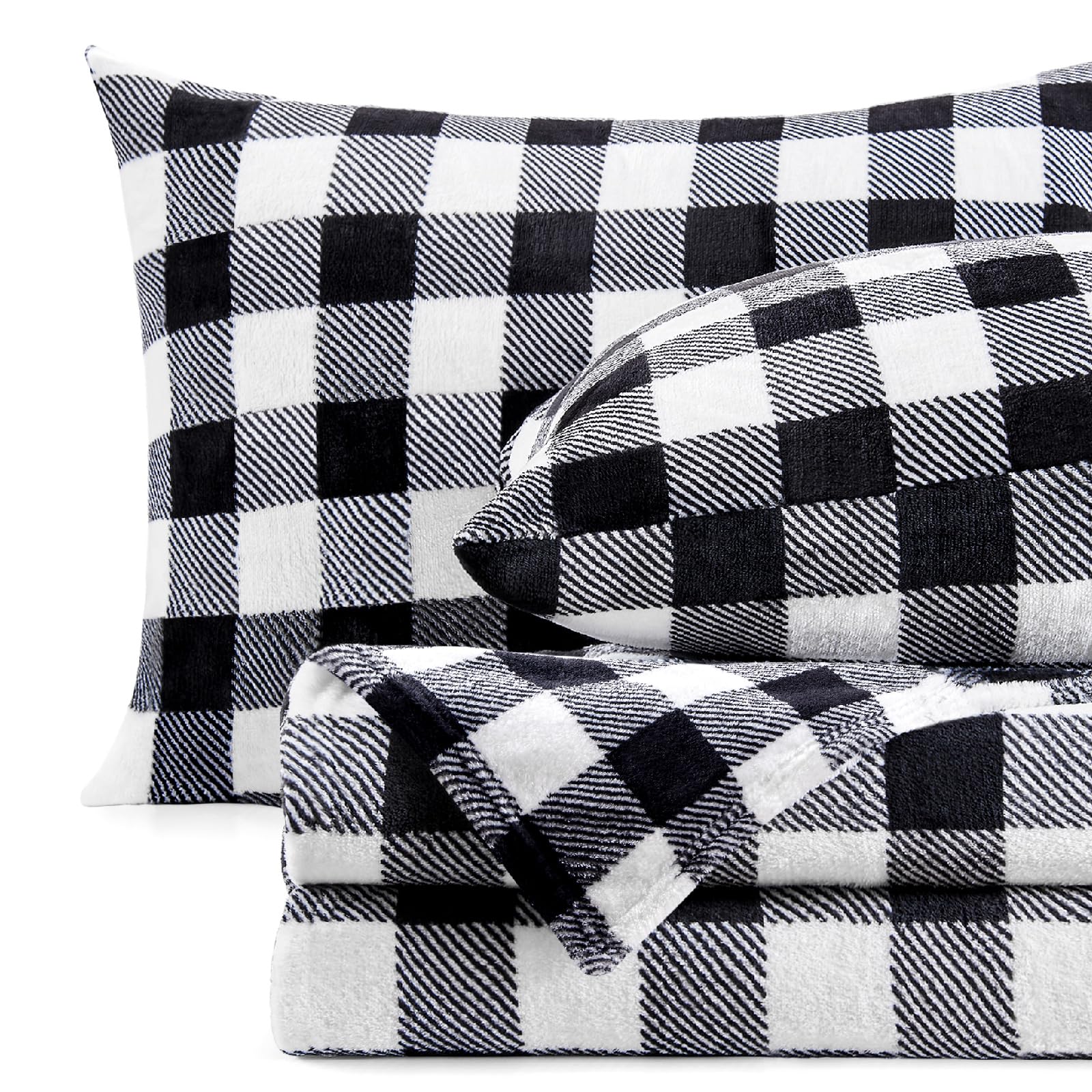 BEDELITE drap-housse queen noir et blanc, tenue sûre et confortable