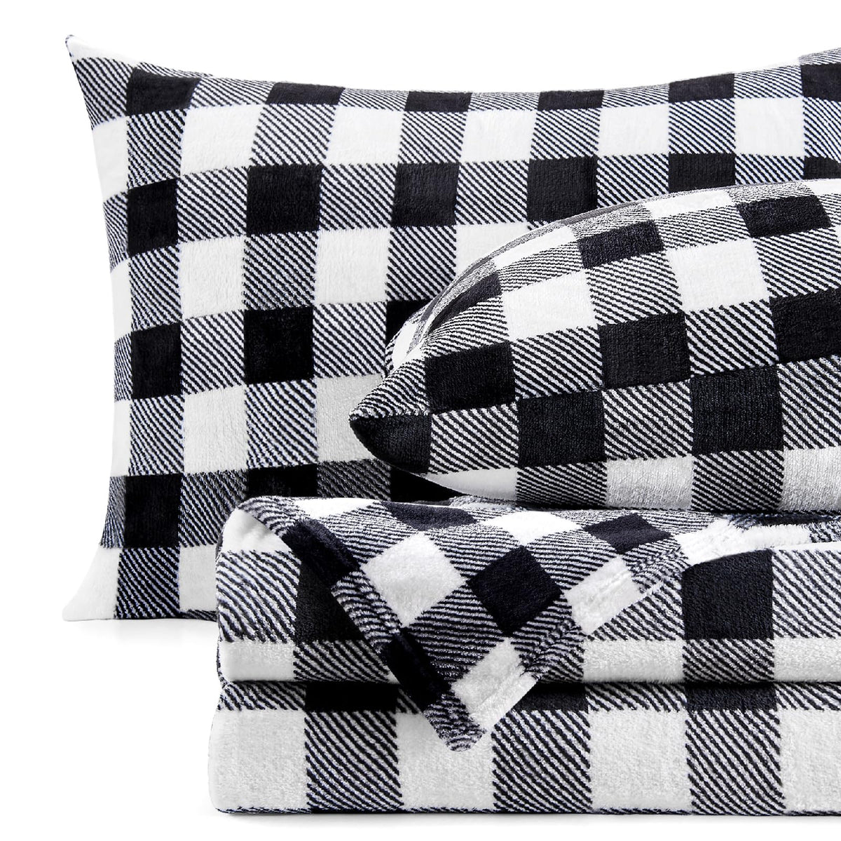 BEDELITE drap-housse queen noir et blanc, tenue sûre et confortable
