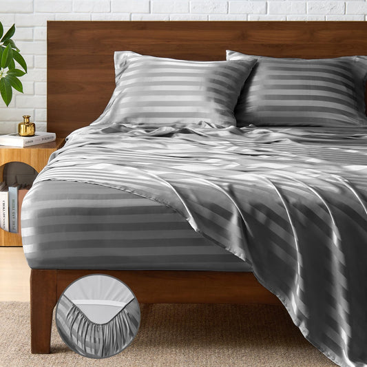 BEDELITE emballage du jeu de draps Queen gris foncé, prêt à offrir
