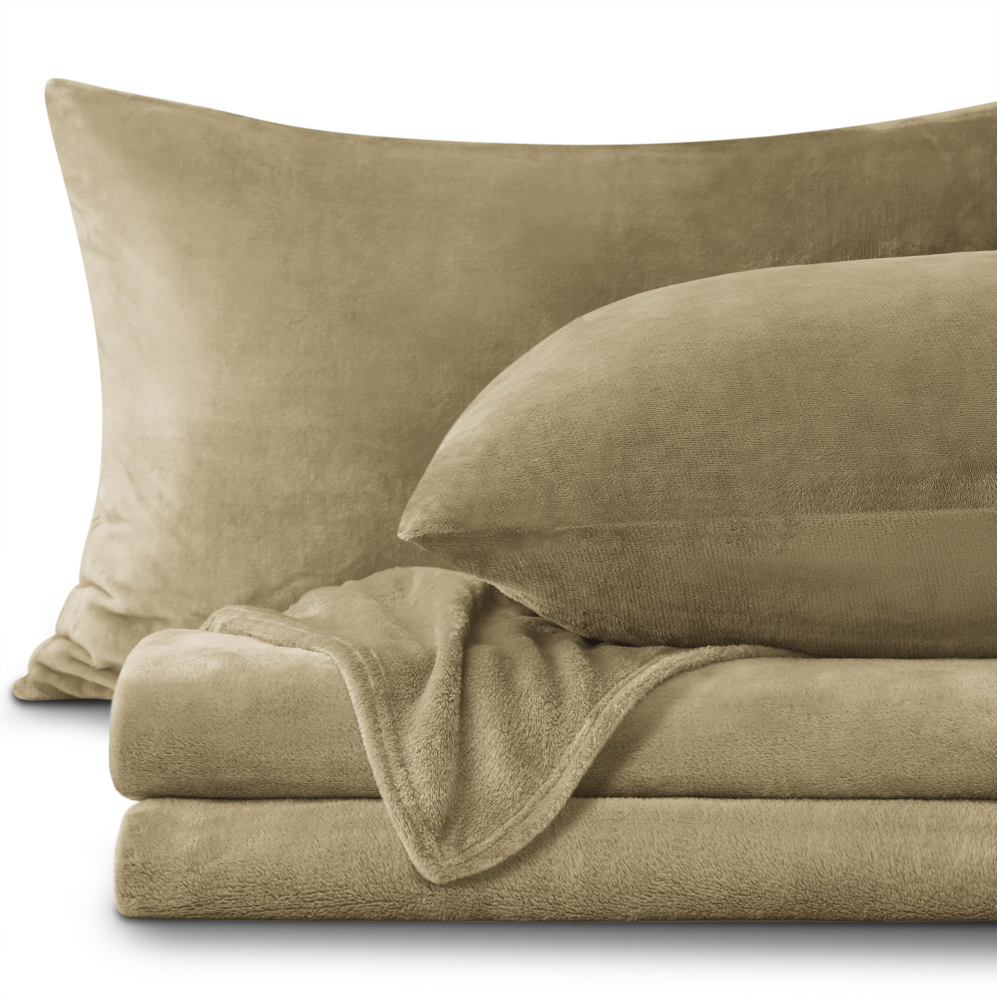 BEDELITE vue de face de la parure camel sur lit, confort amélioré