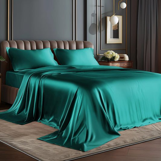 BEDELITE parure teal vue de face, aspect luxueux et fini soyeux