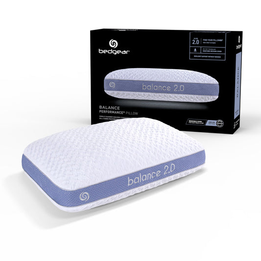 Bedgear oreiller face avant montrant design et dimensions, confort visible