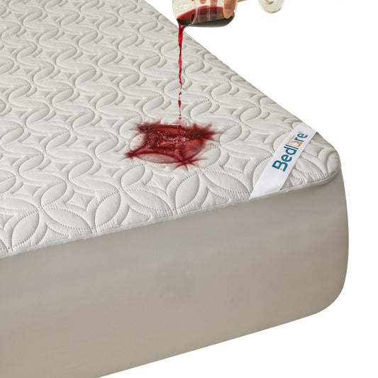 BEDLORE face avant du protège-matelas montrant design matelassé et protection