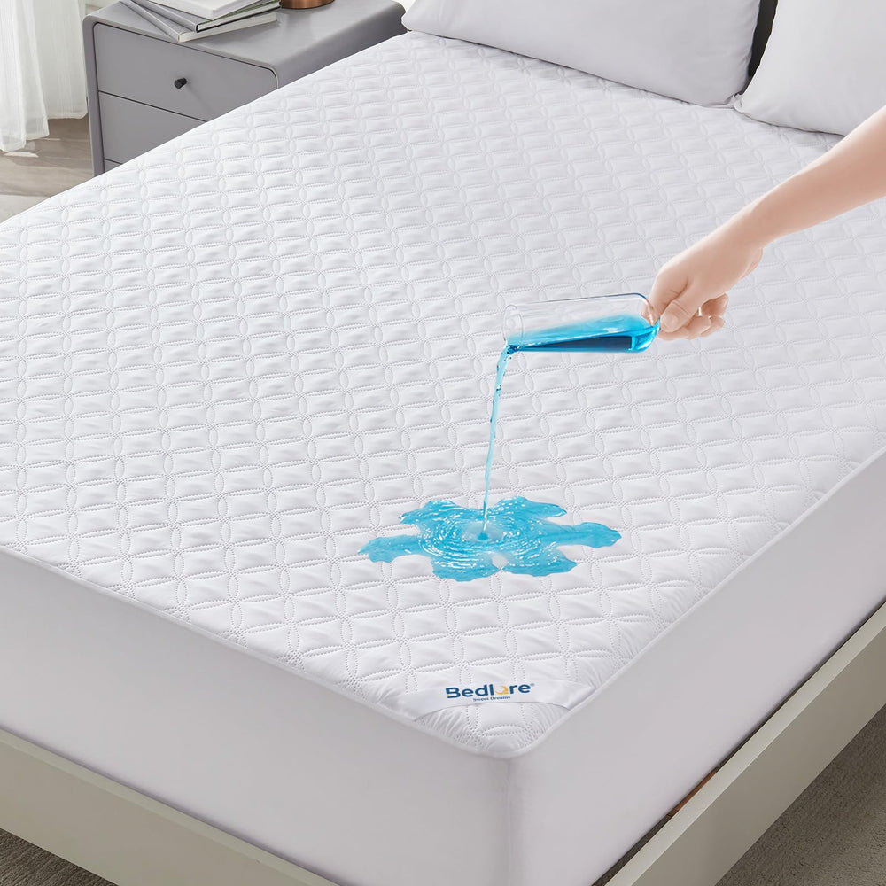 BEDLORE face avant emballée montrant le protège-matelas et protection pratique