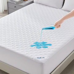 BEDLORE face avant emballée montrant le protège-matelas et protection pratique