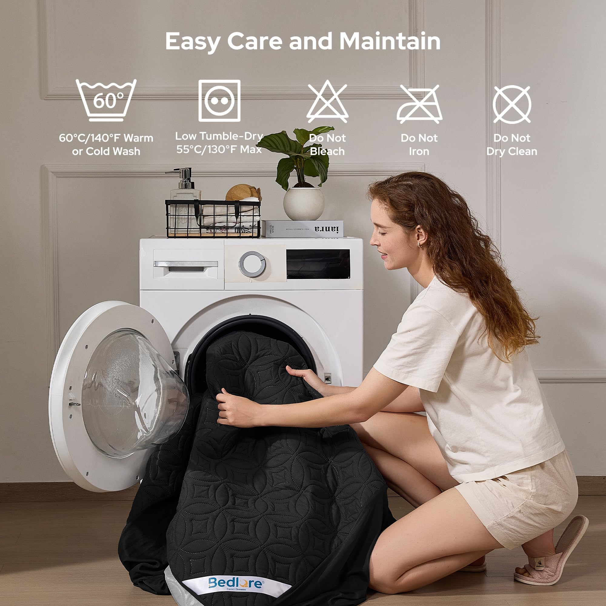 BEDLORE comparaison d'échelle montrant ajustement sur matelas épais