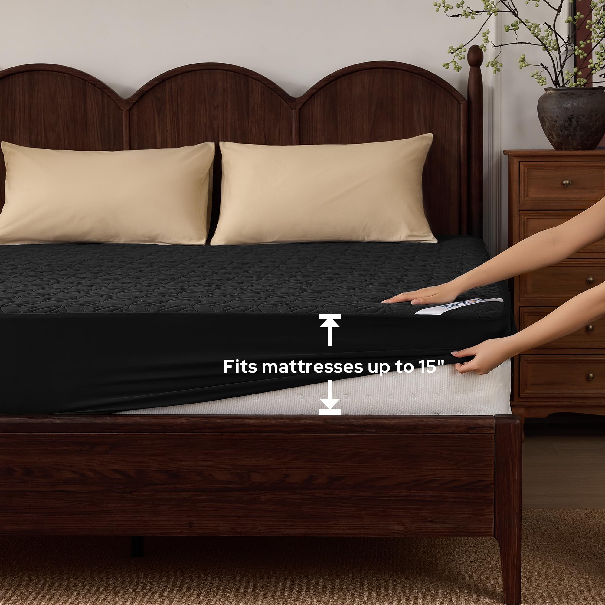 BEDLORE emballage et étiquette montrant instructions d'entretien claires
