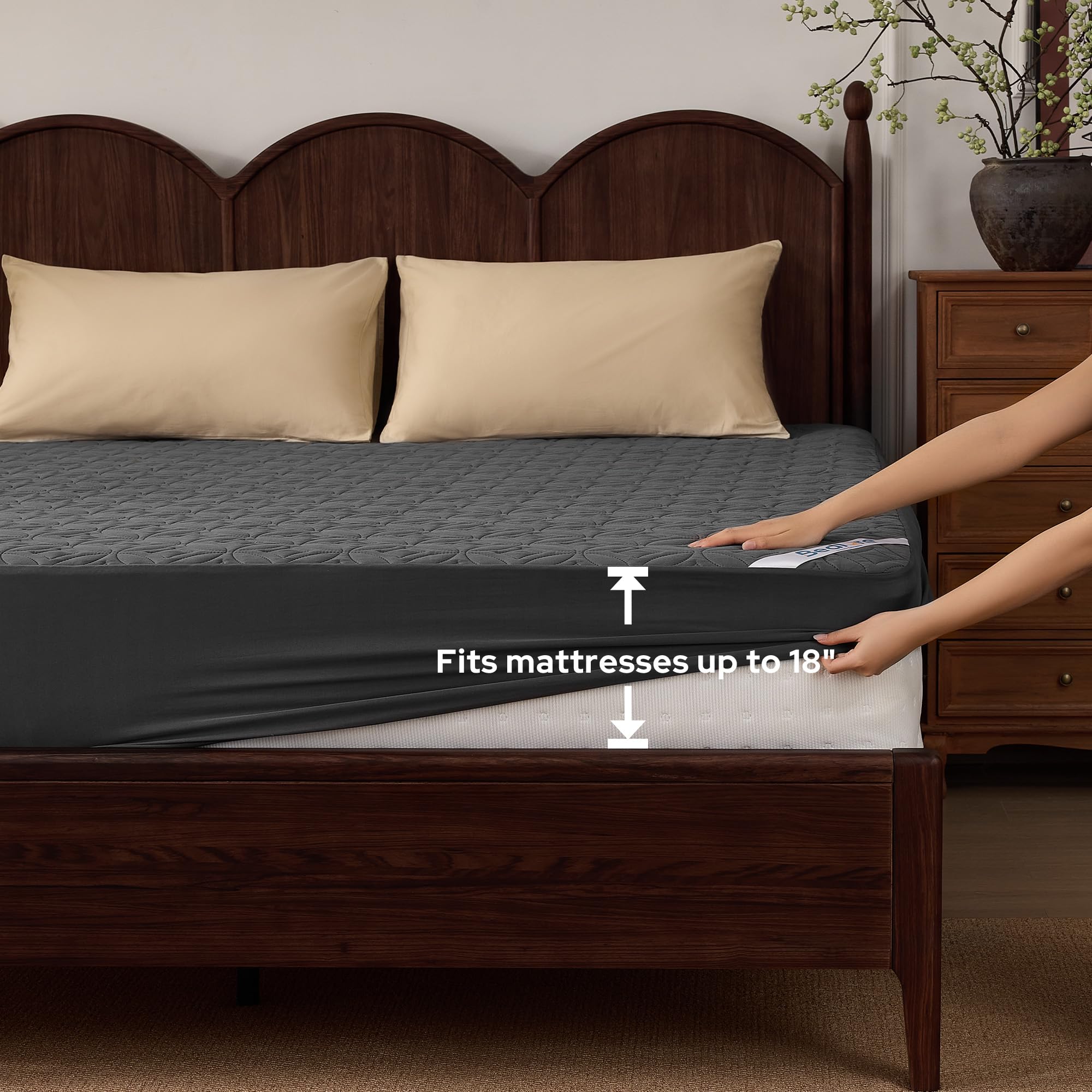 BEDLORE style de vie chambre avec protège-matelas posé, apparence soignée et sommeil calme
