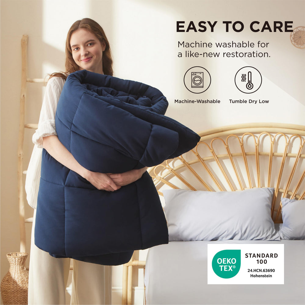 Bedsure focus sur les 8 attaches permettant fixation stable de la housse