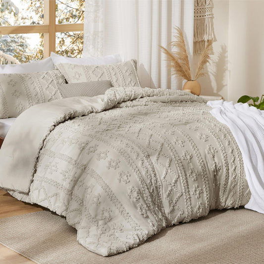 Bedsure gros plan sur tuftage brodé montrant texture 3D et raffinement