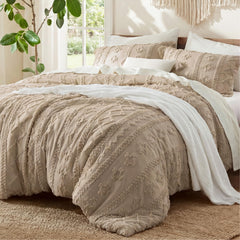 Bedsure face de la couette king montrant le motif boho et apport décoratif