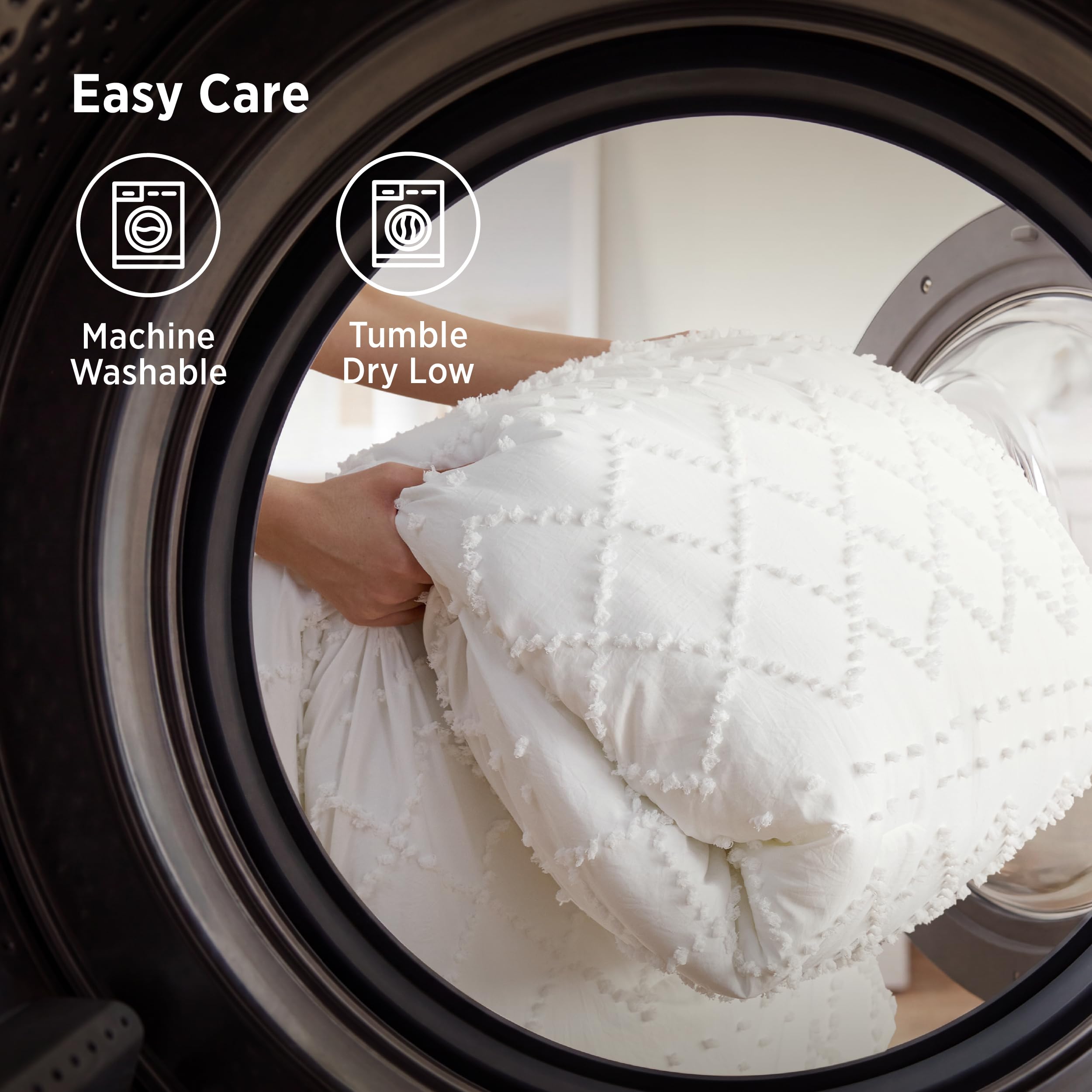 Bedsure étiquette OEKO‑TEX et informations de garnissage montrant sécurité et qualité