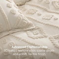 Bedsure gros plan motif tufté brodé, valorise texture et profondeur
